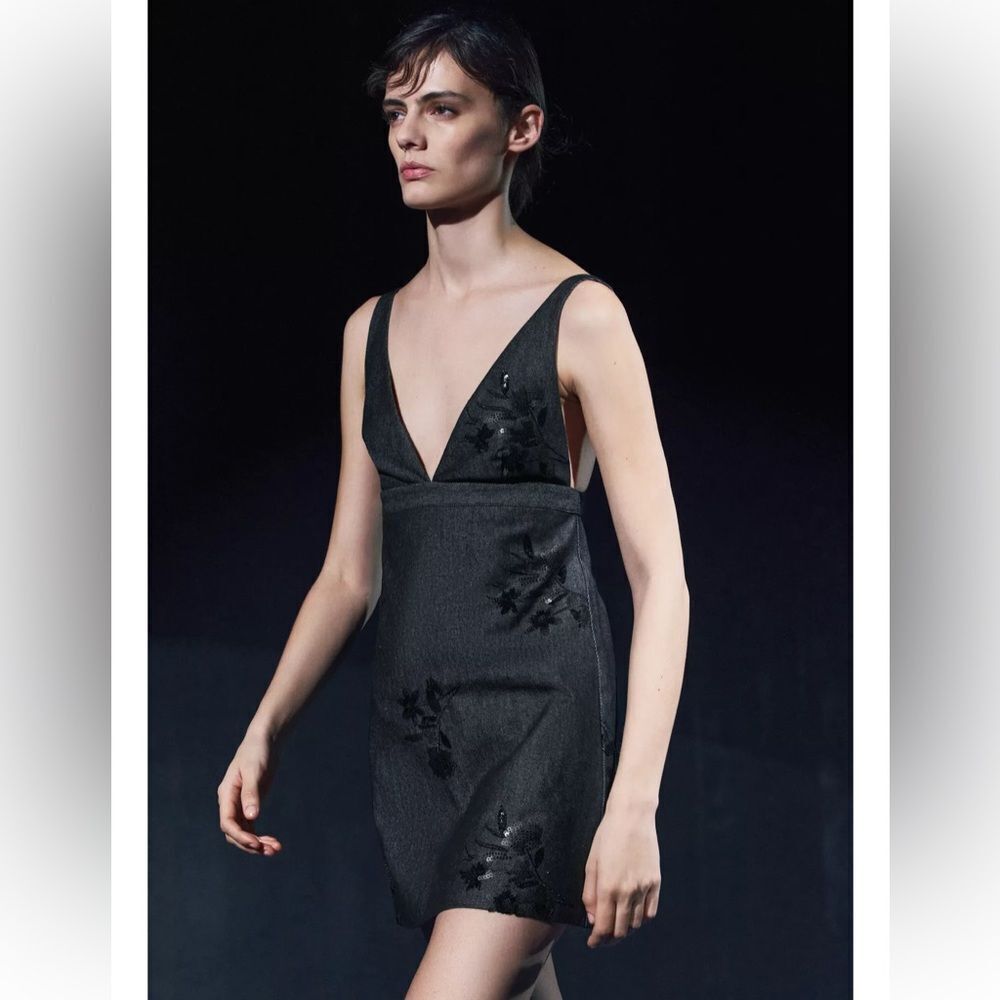 Zara denim sequin dress